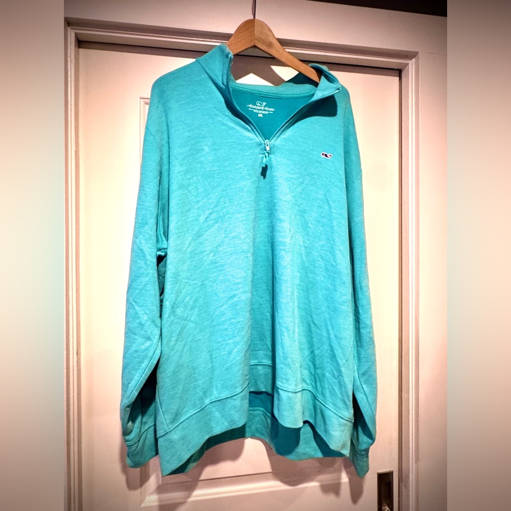 Vineyard Vines Men’s Aqua Quarter-Zip Pullover Polo XXL